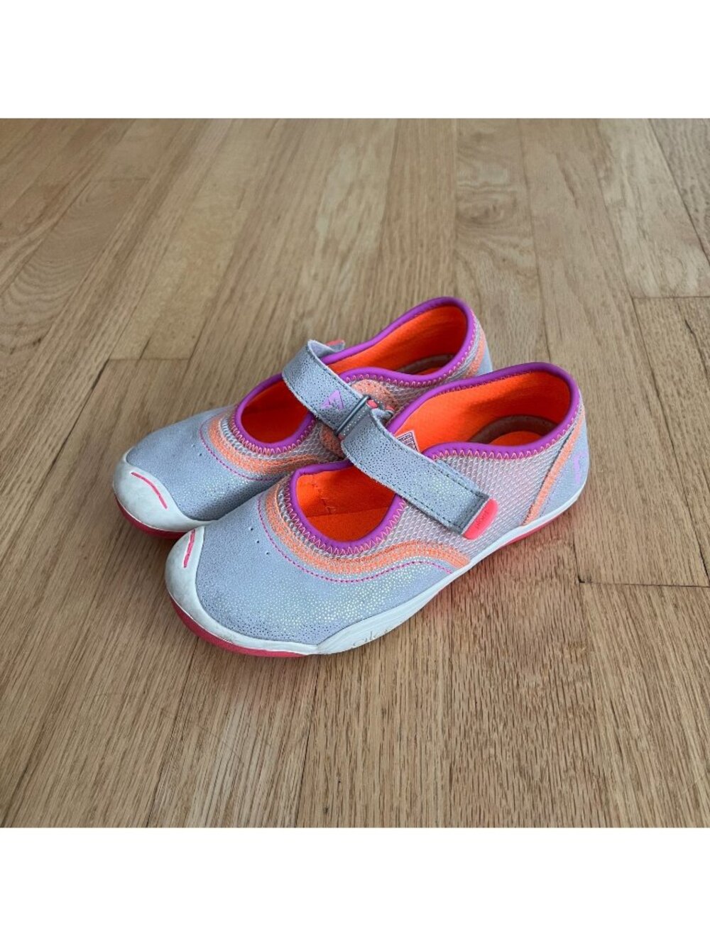 Plae Emme Silver Pink Mary Jane Sneakers Kid's Size 13.5